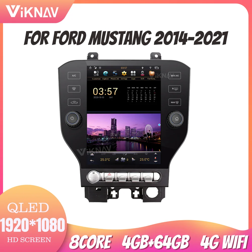 

10.5 Inch 2 Dural System 64GB Carplay Radio For FORD Mustang 2014-2021 1080P HD Navigation GPS Rear View DVD Multimedia