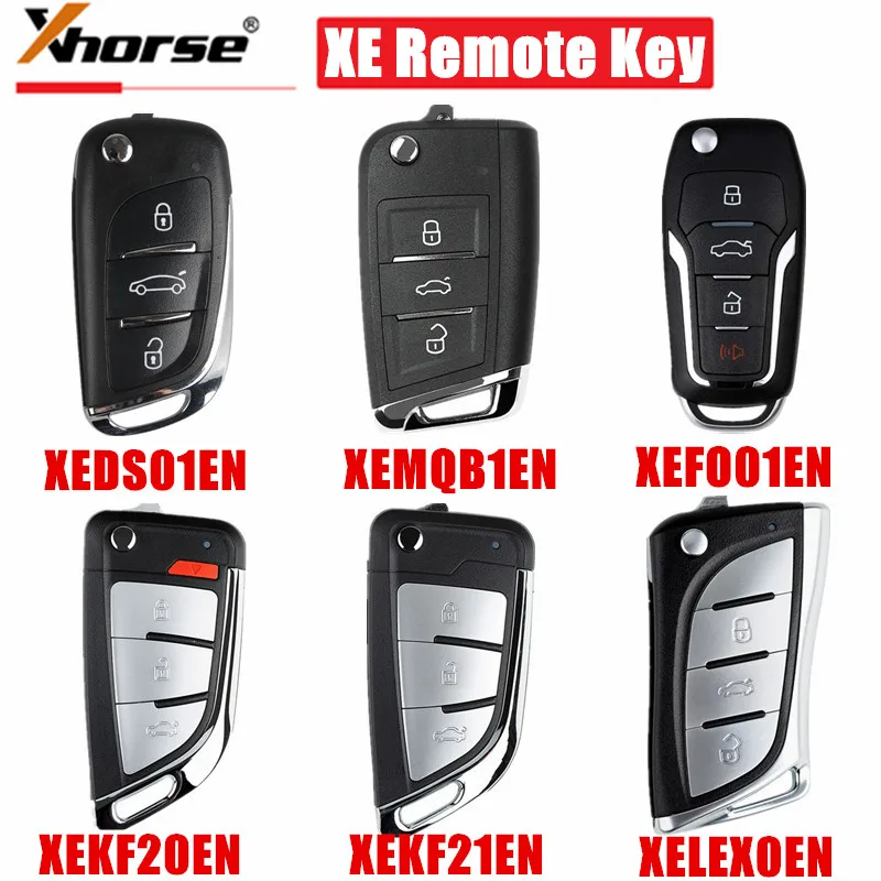 

5 Piece XHORSE XE Series Remote Key with Super Chip XEMQB1EN XEDS01EN XEFO01EN XEKF20EN XEKF21EN XELEX0EN English Version