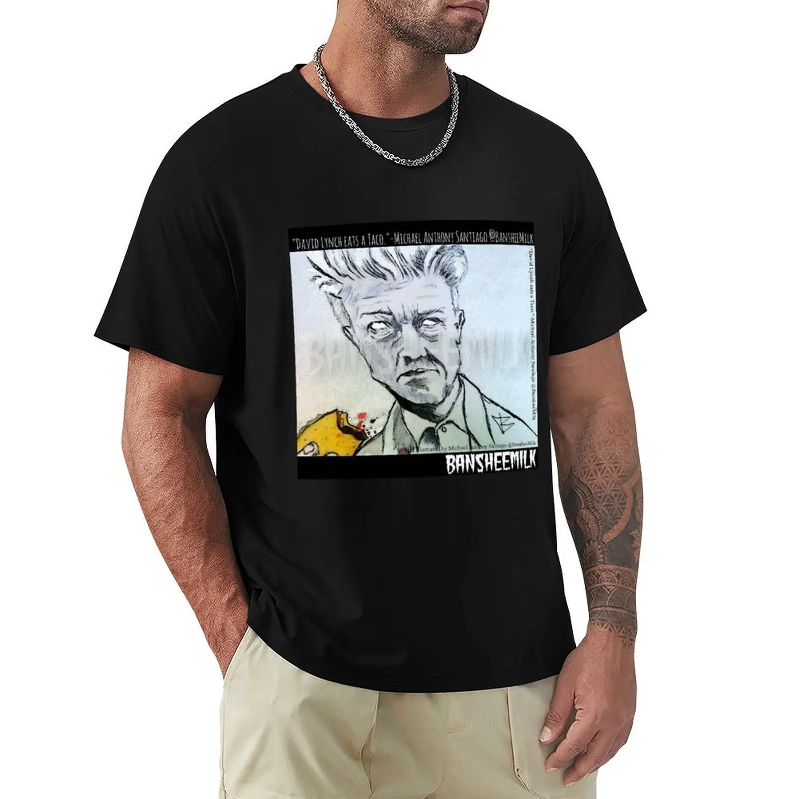 Футболка David Lynch Eating Tacos винтажная рубашка с аниме эстетичная одежда мужские