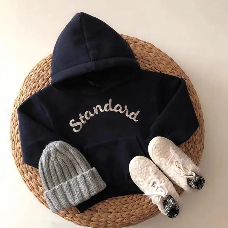Толстовка для маленьких девочек Angoubebe B20H11 из 100% хлопка с бархатной нашивкой