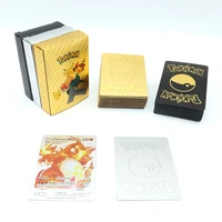 new 27 55pcs original limited pokemon gold sliver cards box english spanish vmax pikachu charizard gold card holiday gift