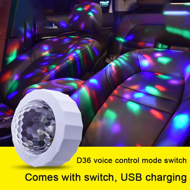 

USB Car Atmosphere Light USB Charging Voice Controlled LED Stage Decoration Light Disco Magic Ball Christmas Music Rhythm Light