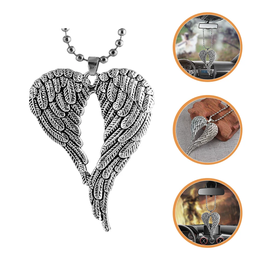 

Pendant Rearview Mirror Accessories Charms Angel Wings Decor Necklace Car Hanging Ornament