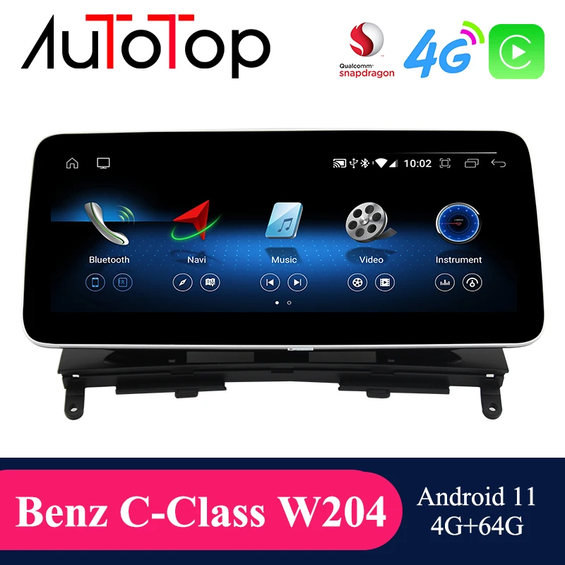 AUTOTOP Android 11 Автомобильный мультимедийный плеер GPS Радио для Mercedes Benz C Class W204 C180 C200 C63