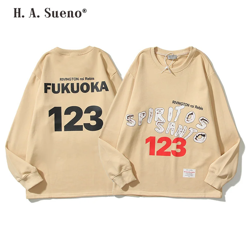 

2022ss Men Clothing Harajuku High Street Fashion Streetwear Crewneck Top Homme 123 Printed O-neck Terry Pullover Sweatshirts