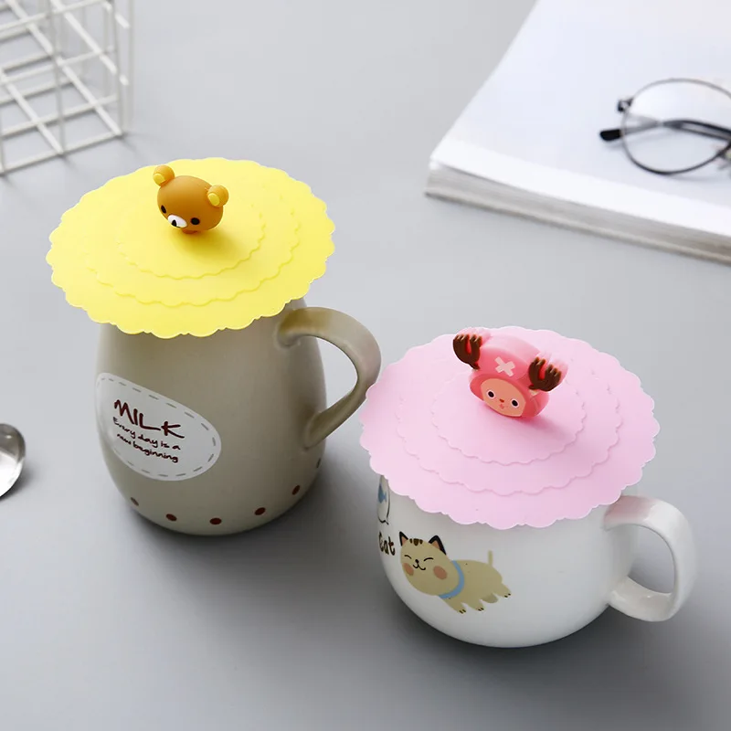 

Cartoon Food-grade Silicone Cup Cover Heat-resistant Leak Proof Sealed Lids Cap Dustproof Suction Cover Tea Coffee Lid
