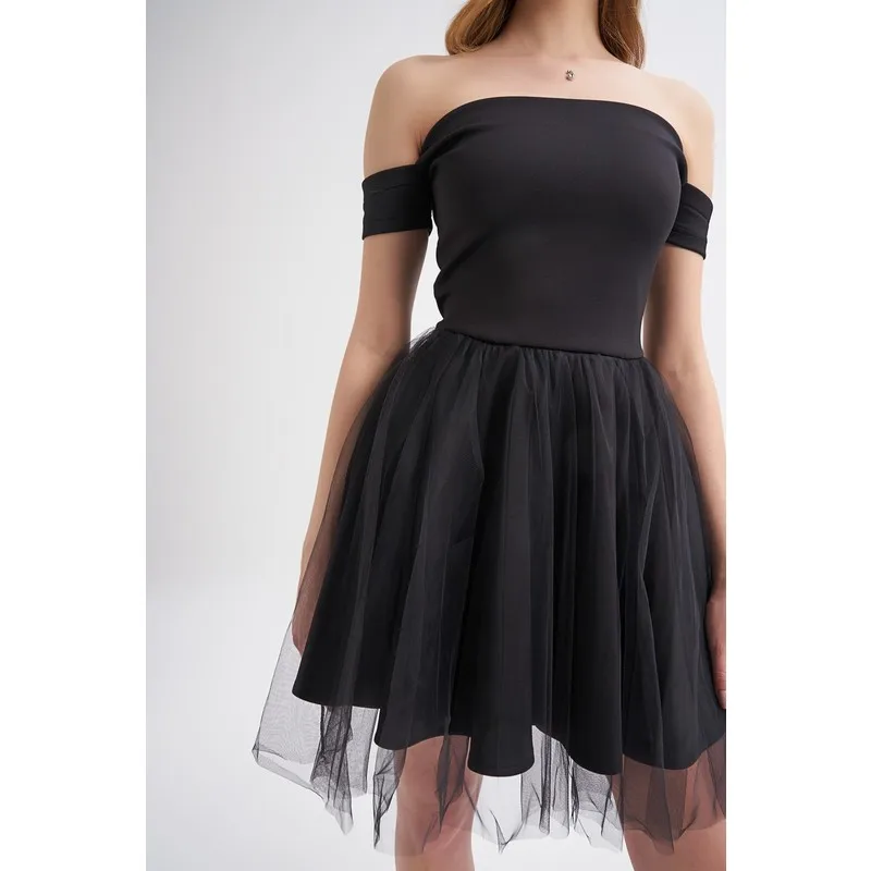 

Tulle Skirt Strap Mini Dress Black Women Summer Dress Casual Long Prom Midi Maxi