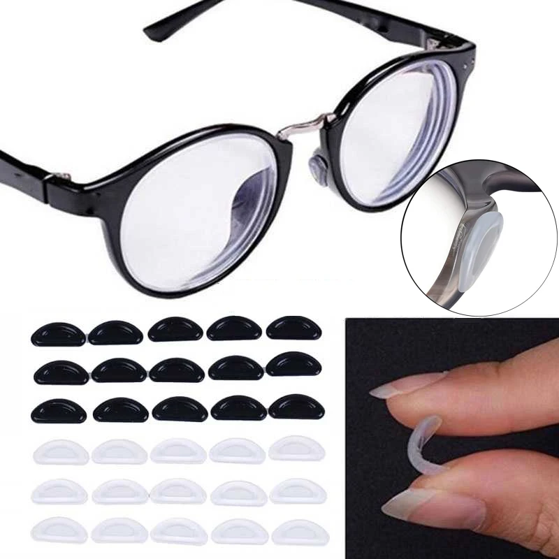 NEW 5/20Pairs Glasses Nose Pads Adhesive Silicone Nose Pads Non-slip Clear Black Thin Nosepads for Glasses Eyeglasses Sunglasses