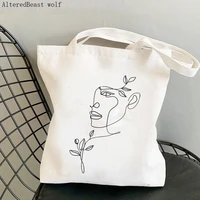 women shopper bag nature woman head printed kawaii bag harajuku shopping canvas shopper bag girl handbag tote shoulder lady bag