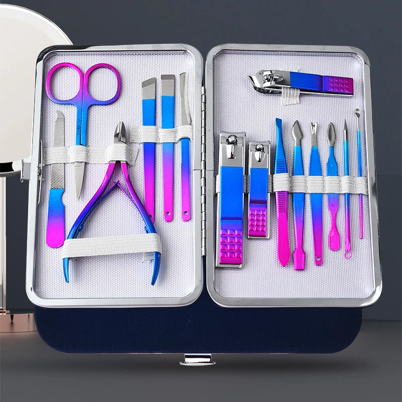 

7-18 Pieces Colored Manicure Clippers Nail Clipper Set Home Stainless Steel Ear Spoon Nail Clipper Pedicure Nail Clipper Tool
