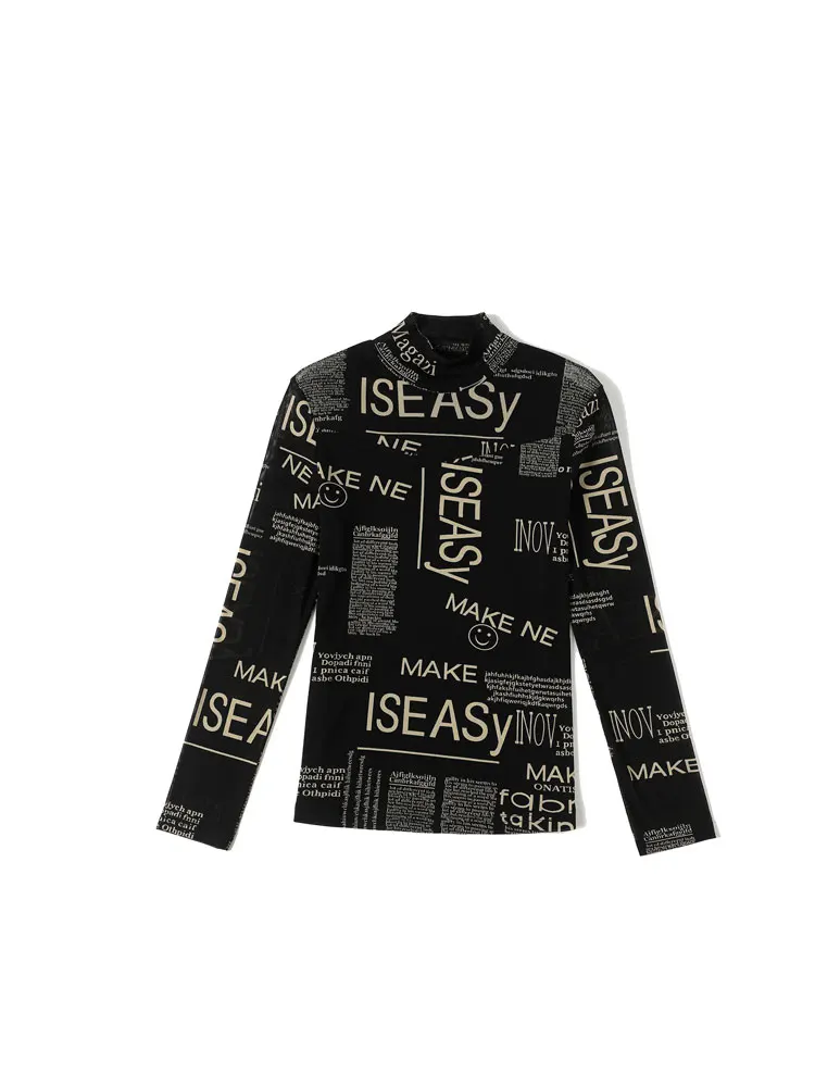 Женская водолазка с длинным рукавом эластичная облегающая футболка из