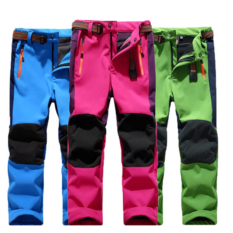 

Autumn Winter Waterproof Boys soft shell pants Children Outerwear Warm Sporty Trousers girlss teens climbing sweatpants clothing