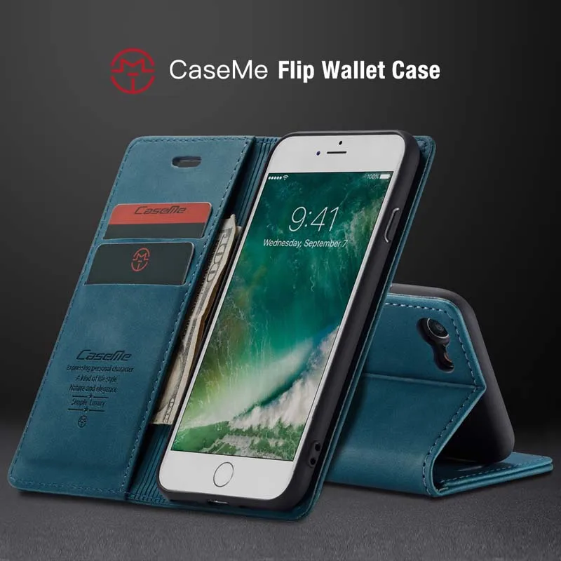 Business Retro Folding Frosted Flip Leather Cover Case For iPhoneSE 11Pro XSMAX XR 5 6S 7 8Plus XS,Phone cases with Card Pocket