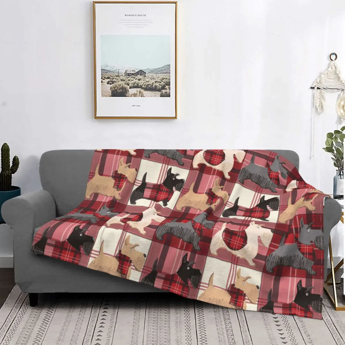 

Scottish Terrier Cute Puppies Blanket Gift for Animal Dog Lover Wool Awesome Breathable Throw Blanket for Home Summer