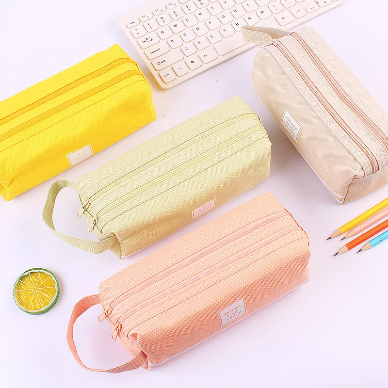 

Cute Pencil Case Canvas for Girls Macaron Pencil Box Multilayer School Pouch Kawaii Pensil Case Pen Bag Storage Stationery