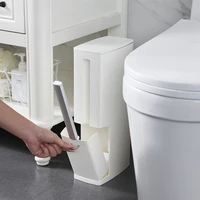 practical waste bins set creative bathroom narrow plastic lid trash can multi function toilet cleaning brushes storage buckets