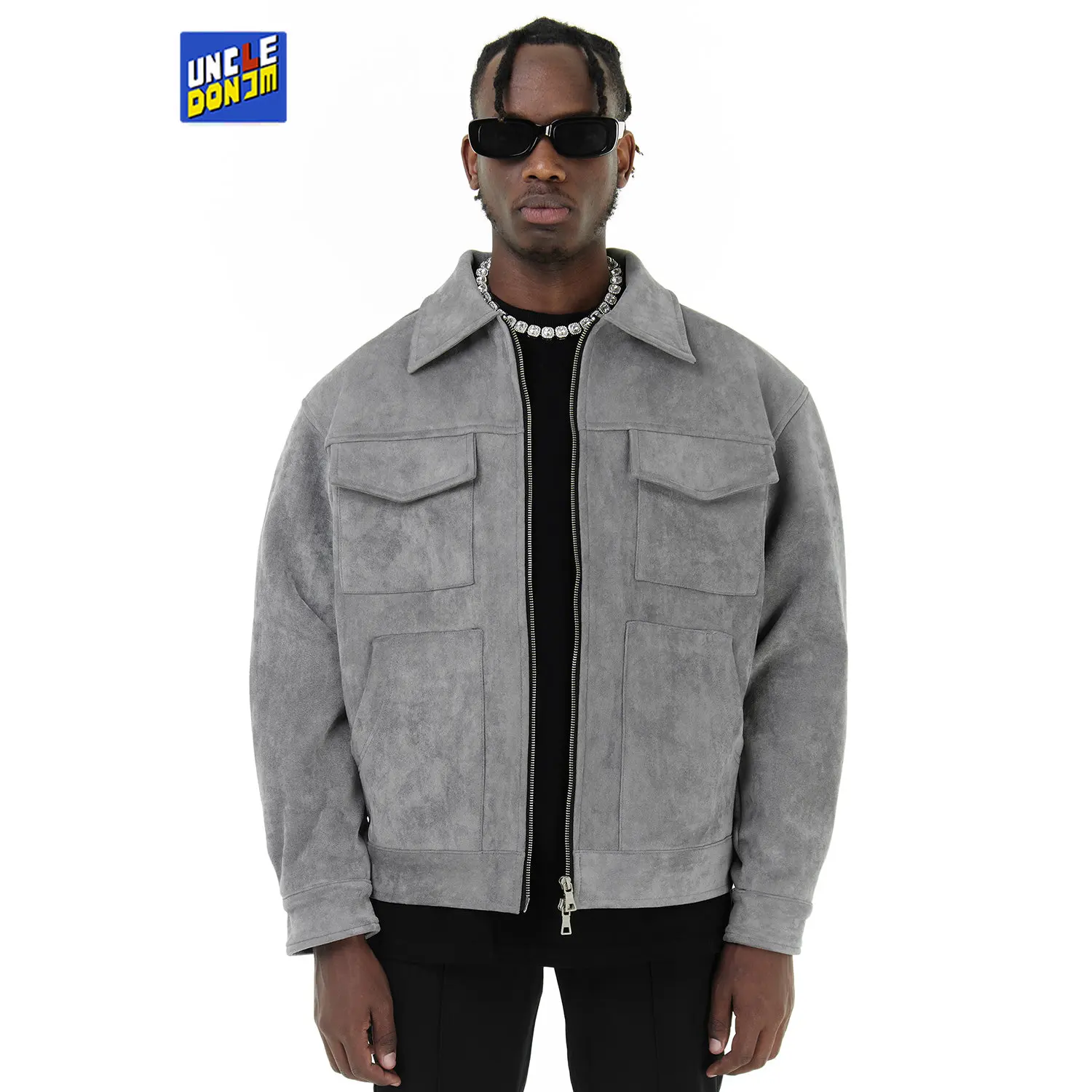 Large Pocket Suede cargo jacket casual cropped jacket for men streetwear coats men  luxury men winter jacket y2k