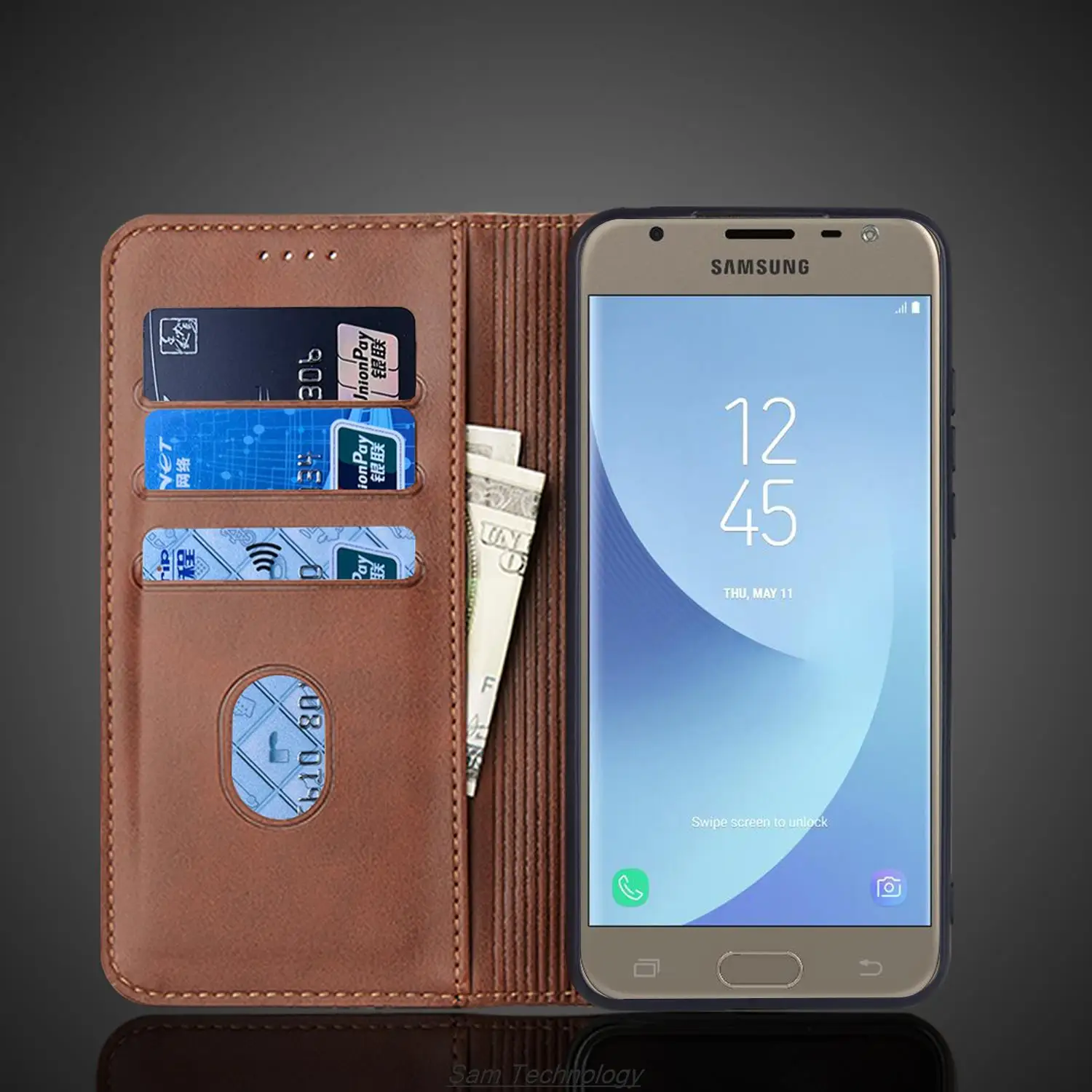 Кожаный чехол с магнитным притяжением для Samsung Galaxy J3 2017 J330F J330 кобура откидной