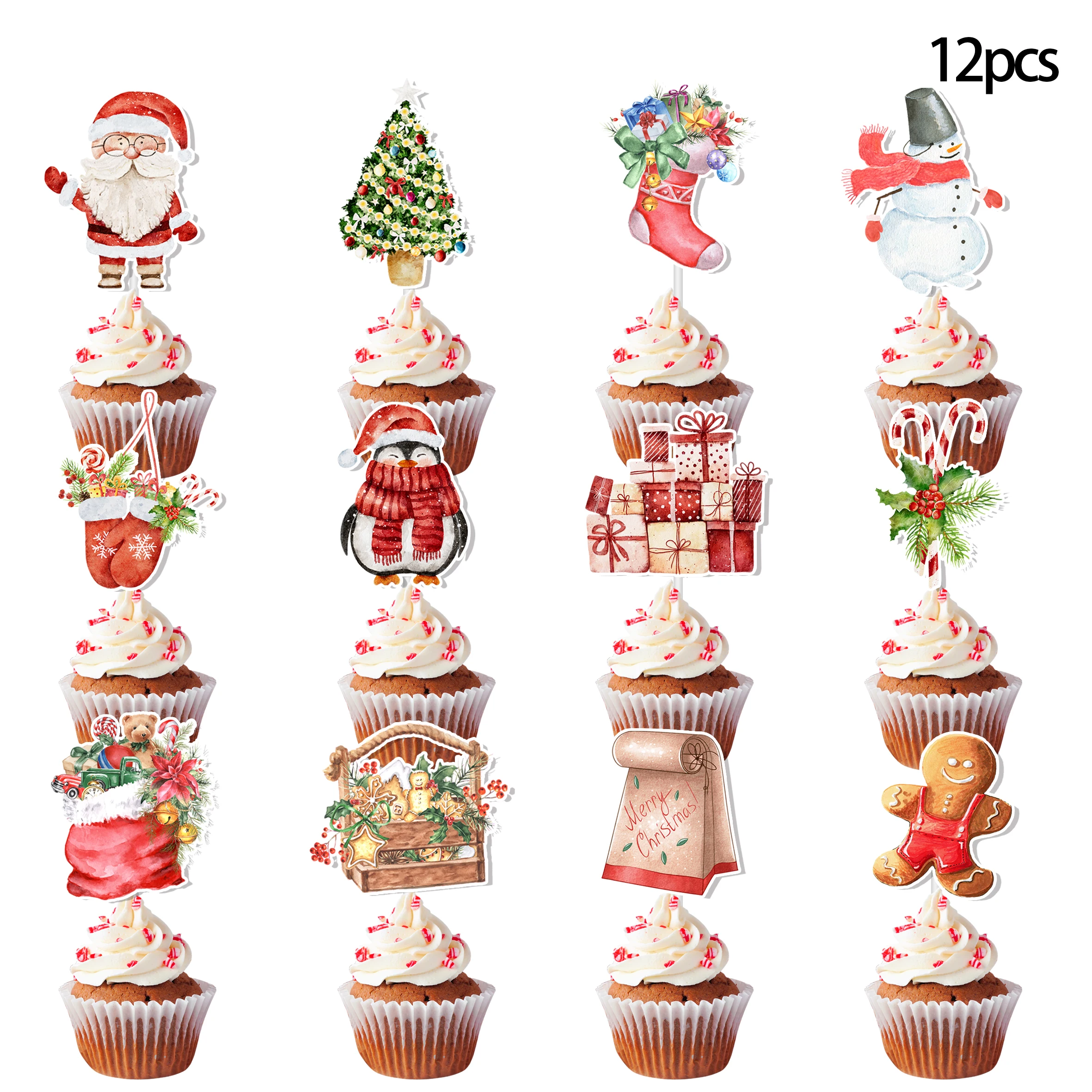 Рождественские топперы для кексов Meidding