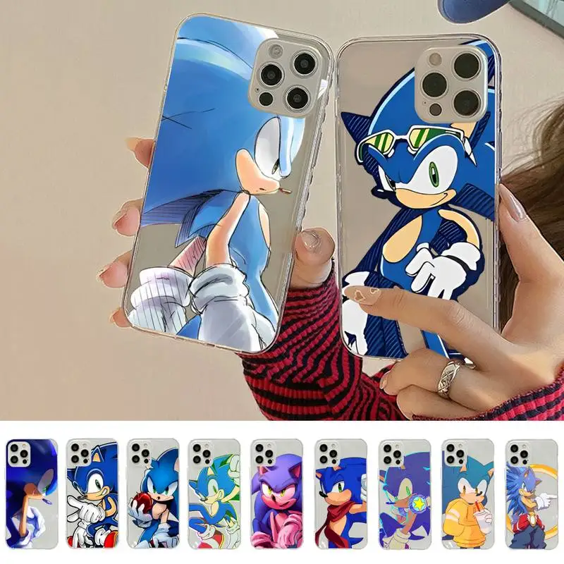 

The Blue Hedgehog Phone Case For iPhone 11 12 13 14 Mini Pro Max XR X XS TPU Clear Case For 8 7 6 Plus SE 2020