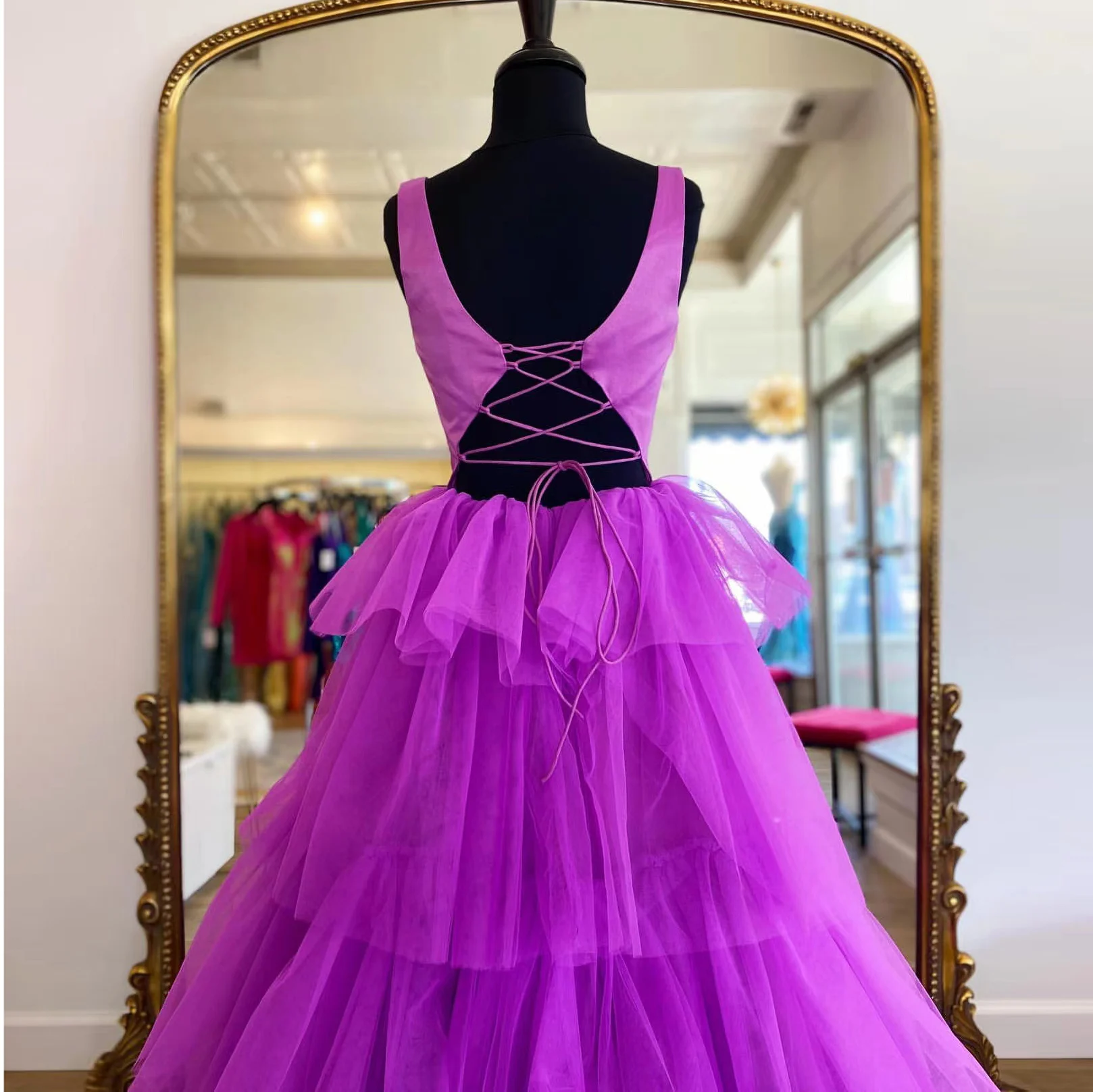 Фиолетовые элегантные платья для выпускного вечера Женская юбка с оборками в два