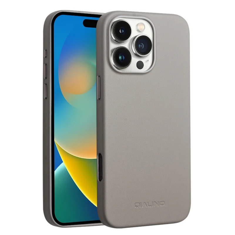 Новые тонкие Чехлы QIALINO из натуральной кожи для iPhone 16 Pro Max Противоударная задняя