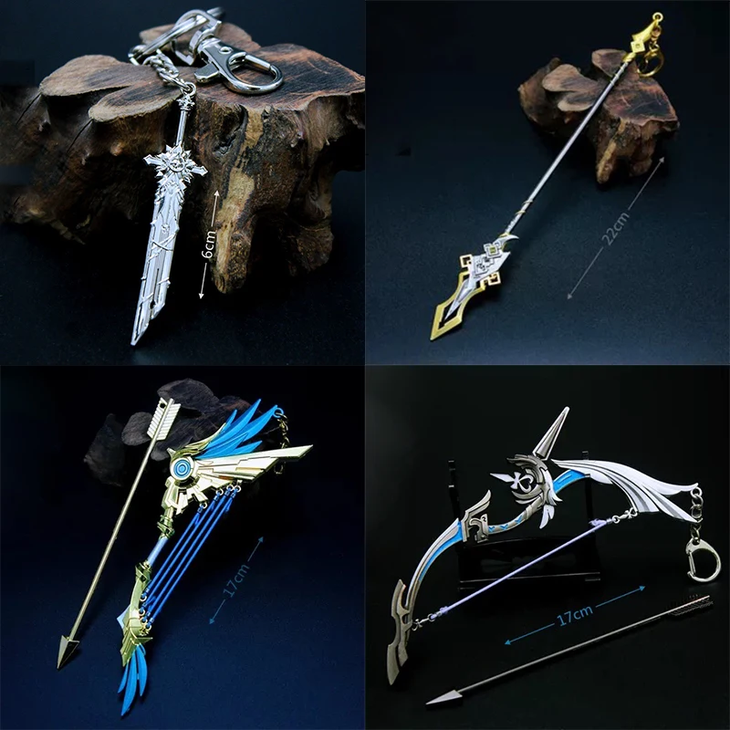 40 Styles Genshin Impact Sword Keychain Alloy Weapon Model Toys Anime ZhongLi Xiao Key Rings Collection Decoration kids Gift | Украшения и