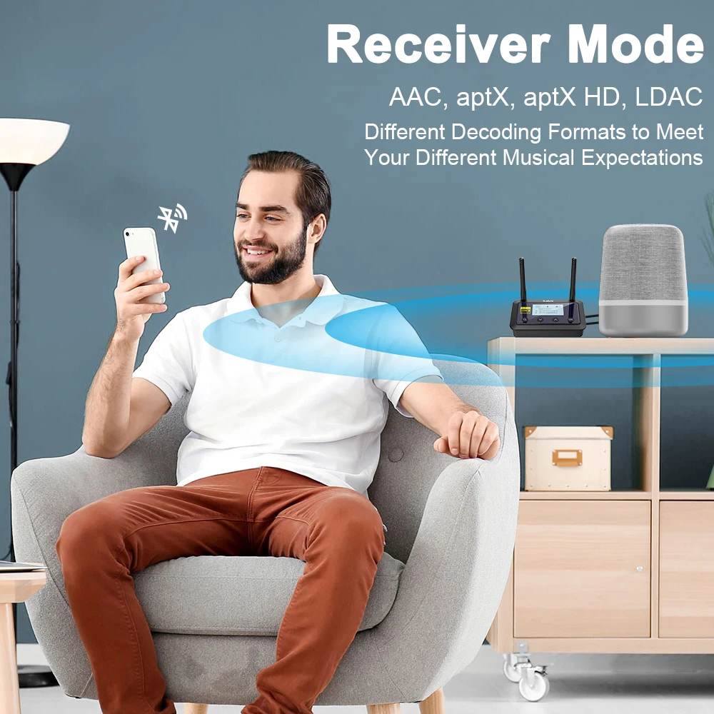 1Mii B03Pro+ Bluetooth 5.0 Transmitter Receiver Audio aptX LL HD CSR8675 HiFi LDAC Bluetooth Adapter for TV PC with LCD Screen #
