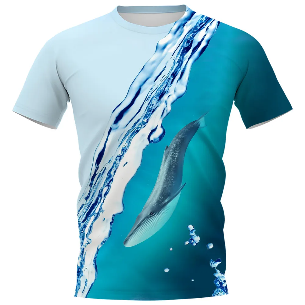 

Модные футболки CLOOCL с изображением животных, морской жизни, Кита, Сращивание, 3D принт, рубашки с коротким рукавом, топы в стиле хип-хоп, мужская одежда