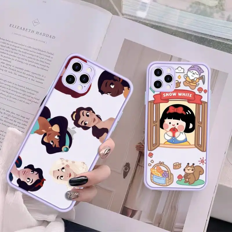 

Disney Cartoon Princess Phone Case for iPhone X XR XS 7 8 Plus 11 12 13 pro MAX 13mini Translucent Matte Case