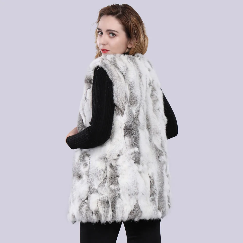 Женский Теплый жилет из натурального кроличьего меха 100% натуральный меховой