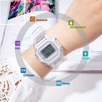 sport elektronische horloge waterdicht matcha mannen en vrouwen vierkante witte led digitale transparante alert kalender horloge