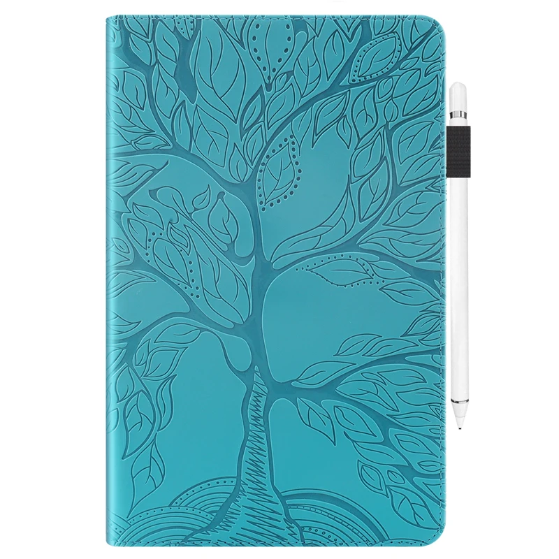 Embossed Life Tree Tablet Cases For Kindle Fire HD8 HD10 2016 2017 2018 2019 Flip Wallet Card Holder With Elastic Band images - 6
