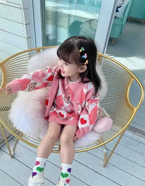 

Осень 2022, новый комплект для девочек, удобная повседневная детская вязаная куртка, кардиган, жилет, комплект, универсальное бутиковое плать...