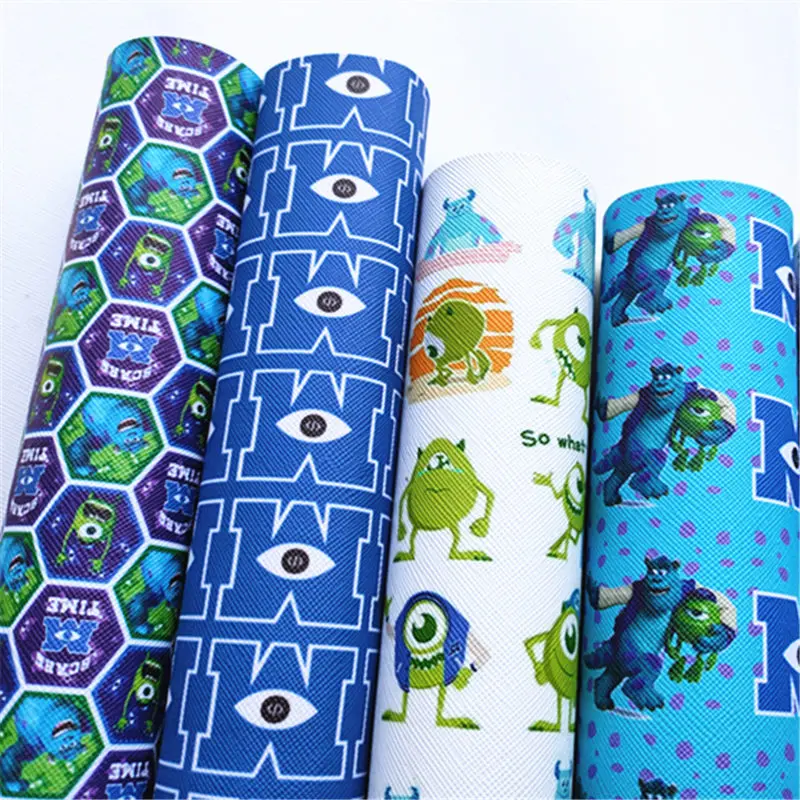 

A4 20*33CM cartoon print faux synthetic leather sheet vinyl fabric for DIY accessories 390