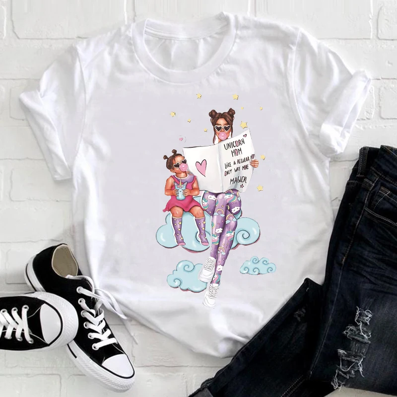 

Women Clothing Sweet Girl Daughter Mama Mom Mother Love Printing 90s Summer Clothes Print Tshirt Female Tee Top Graphic T-shirt