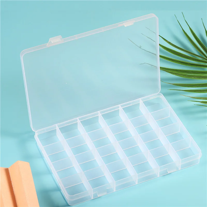 

Twenty-four Compartment Storage Box Earring Ring Earring Jewelry Box Transparent Plastic Parts Components Display Jewelry Box