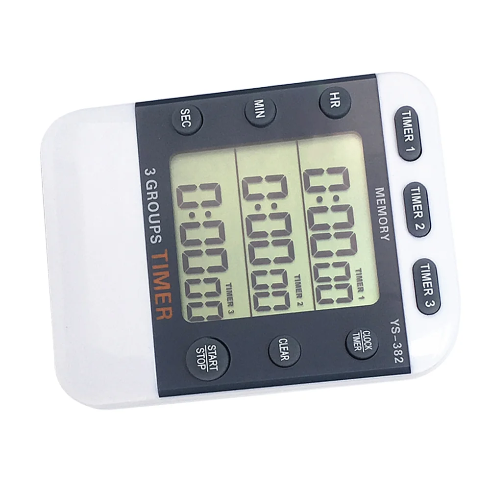 

1pc Electronic 3 Line Display Portable Kitchen Timer LCD Stopwatch for