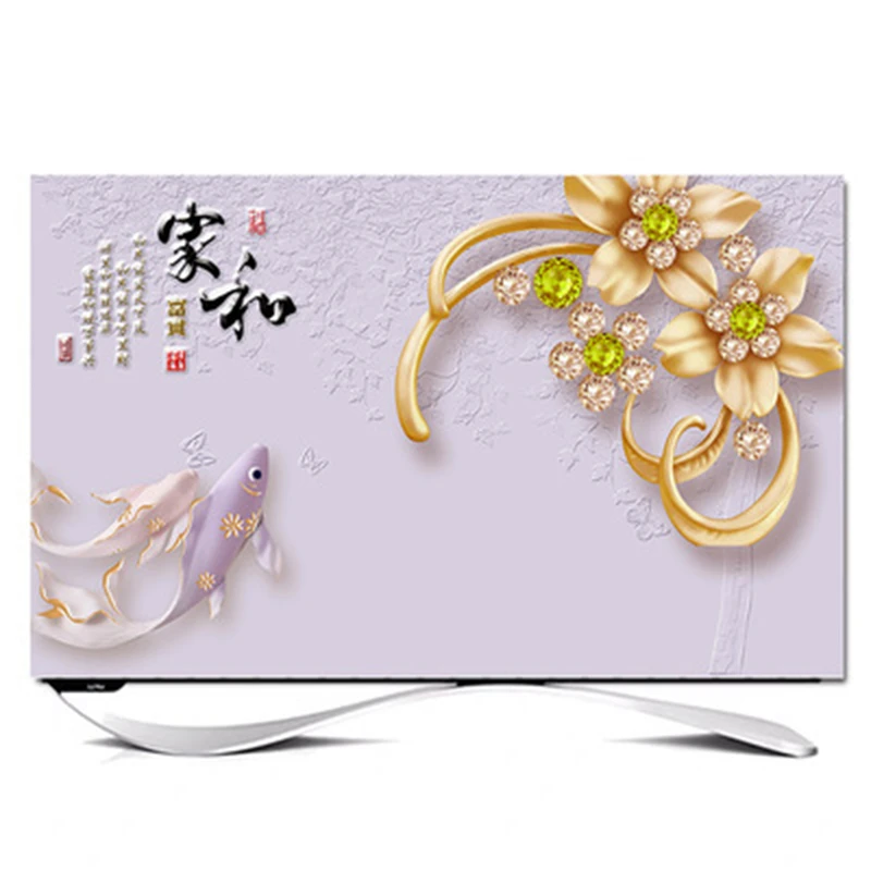 

На заказ 32 " - 85" дюймов декоративная крышка капота для экрана LCD TV PC цветочный лист Бабочка кран Фиолетовый Зеленый Фиолетовый Синий