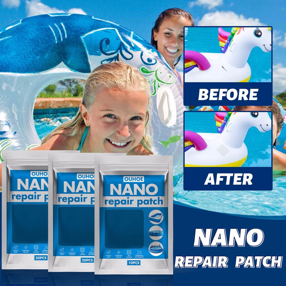

10pc Inflatable Swimming Ring Repair Sticker Water Pool Mat High Viscosity Fix Patch Air Bed Waterproof Self-adhesive Tape Tool