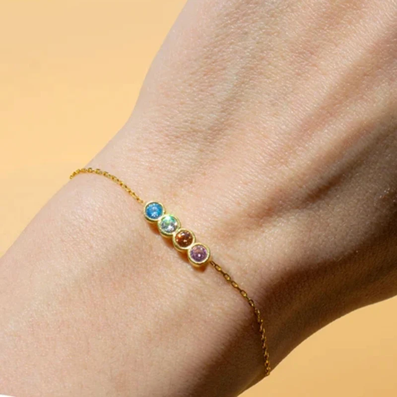 

women bracelet 316L Stainless steel Pin type universal perforation chain Family Multiple Birthstone bracelet women dropshipping