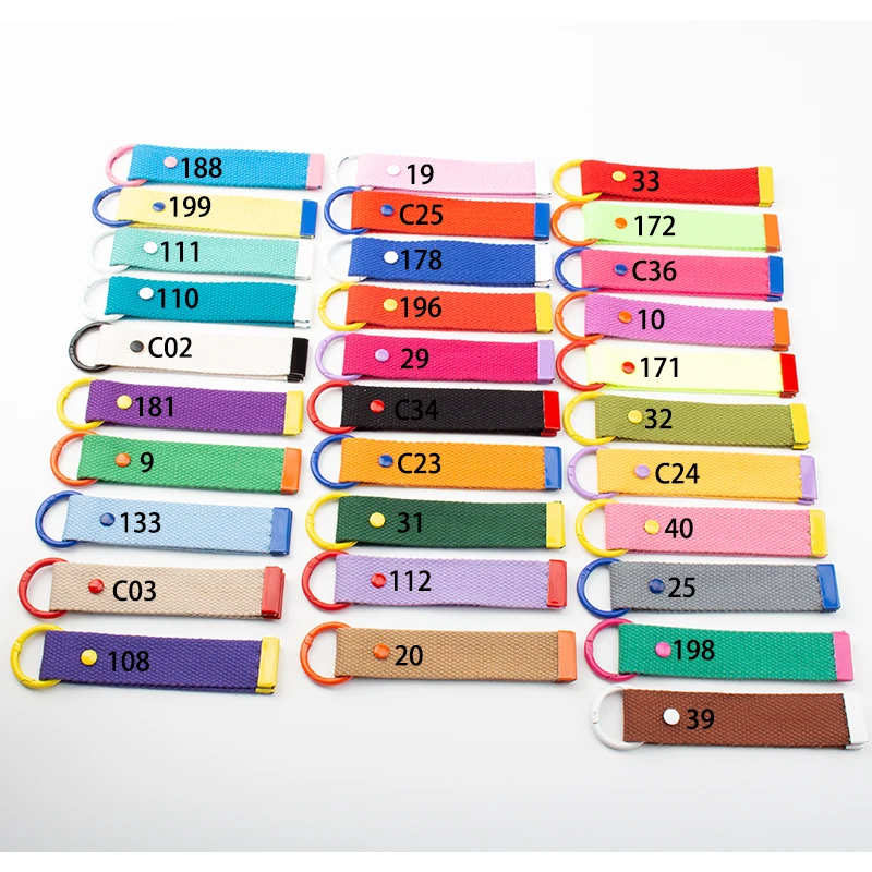 Простой брелок для ключей от машины однотонный холщовый с ремешком подвеска