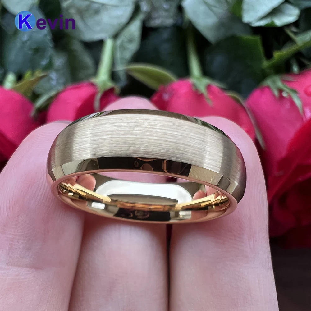 Желтое золото обручальное кольцо для мужчин и женщин вольфрамовое скошенные