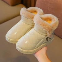 2022 new girls snow boots short bootsbaby princess boots winter new style cotton shoes childrens warm and velvet one step boots