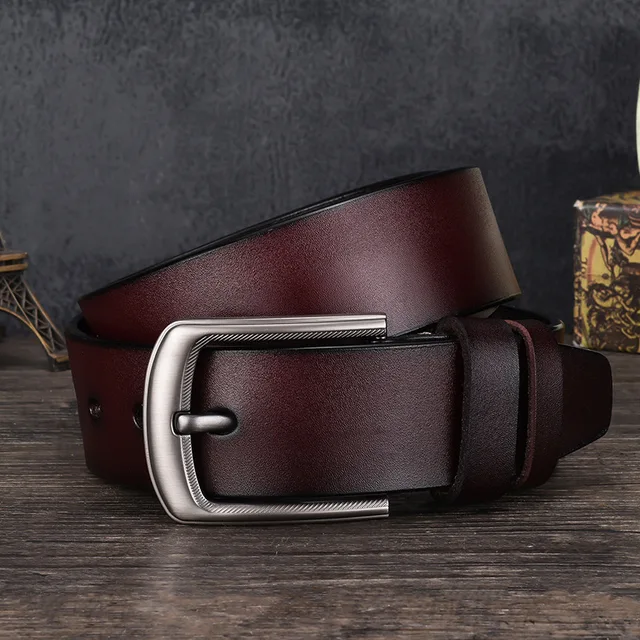 Top High Quality Men's Belt 100% Genuine Leather Belt Pin Buckle 3.8CM Wide Classic Fashion Man Belt Cowhide Waistband Male 5