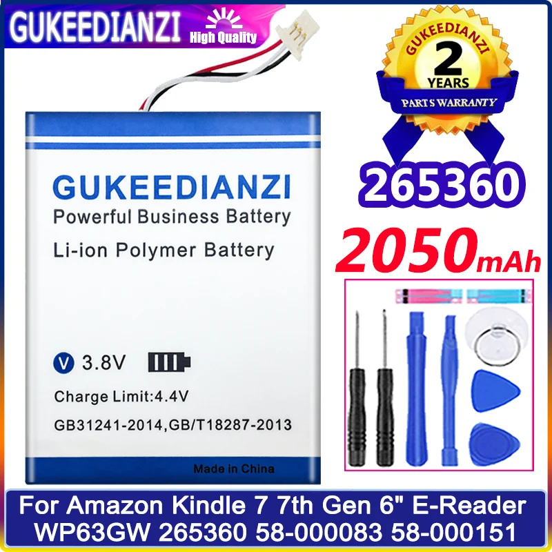 

Li-polym Bateria 2050mAh MC-265360 Battery For Amazon Kindle 7 7th Gen 6" E-Reader WP63GW 265360 58-000083 58-000151 Batterie