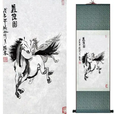 Искусство-лошади, традиционное китайское искусство, живопись, украшение для дома и офиса, китайская живопись с лошадью