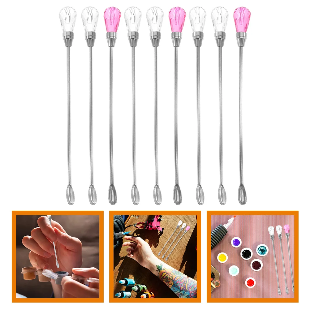 

9 Pcs Tattoo Tool Tattooing Tools Mixing Nail Supplies Manicure Stirring Sticks Pigment Stirring Rod Metal Stick Scraper