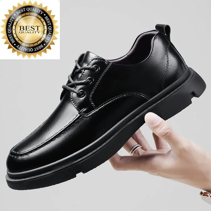 

Oxford Shoes lace up Men genuine Leather British 's Office fashion Dress Formal Lace-up Black men
