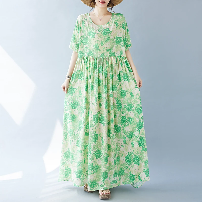 Простое модное богемное длинное платье новое летнее хлопковое большого размера